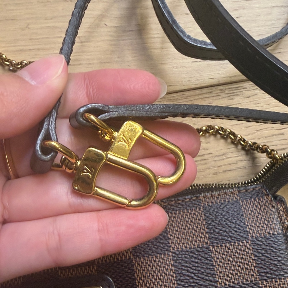 Louis Vuitton Brown Damier Ebene Eva Crossbody Pochette with Gold Hardware - Picture 6 of 12
